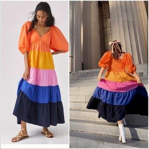 NWT Farm Rio Colourblocked tiered Maxi dress size L